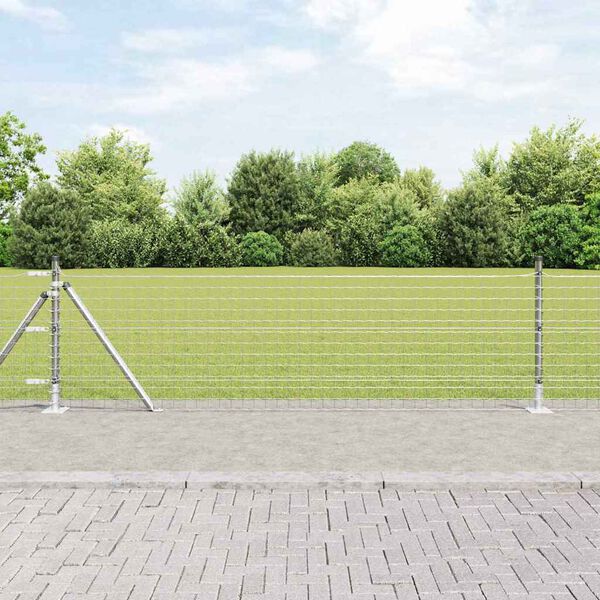 vidaXL Zaunpfosten 7 pcs Silber Stahl