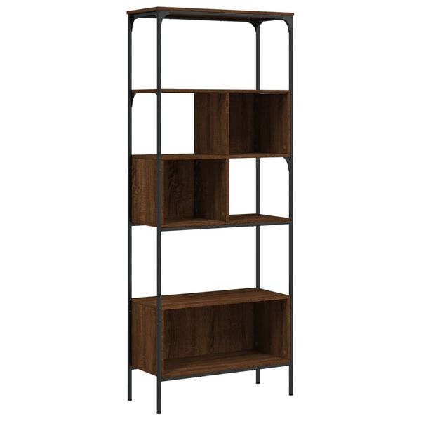 vidaXL B&uuml;cherregal 5 B&ouml;den Braun Eichen-Optik 76x33x188,5 cm