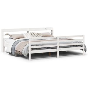 vidaXL Bettgestell mit Kopfteil ohne Matratze Wei&szlig; 200x200 cm