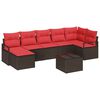 vidaXL Sofa Set mit Kissen 8 pcs Braun und Rot Poly-Rattan