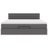 vidaXL Ottoman-Bett mit Matratzen Grau 200x200 cm Kunstleder