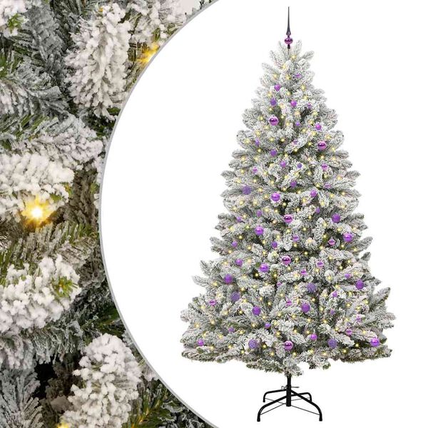 vidaXL Künstlicher Weihnachtsbaum Grün und Weiß 240 cm PVC und Metall