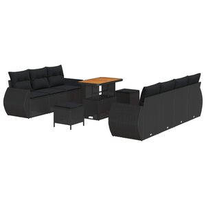 vidaXL Gartensofa-set 10 stk. 7-Sitzer Schwarz Poly-Rattan