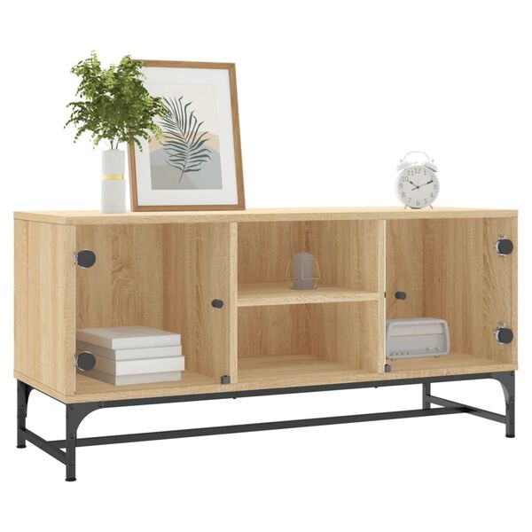 vidaXL TV-Schrank mit Glast&uuml;ren Sonoma-Eiche 102x37x50 cm