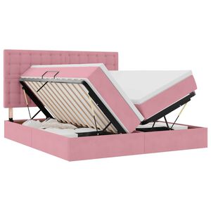 vidaXL Aufbewahrungsbett mit Matratze Rosa 200 x 200 cm Samt