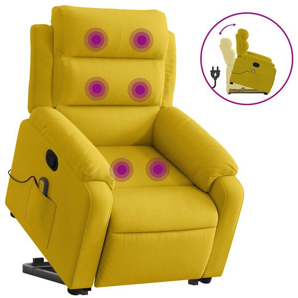 vidaXL Massagesessel mit Aufstehhilfe Gelb Samt