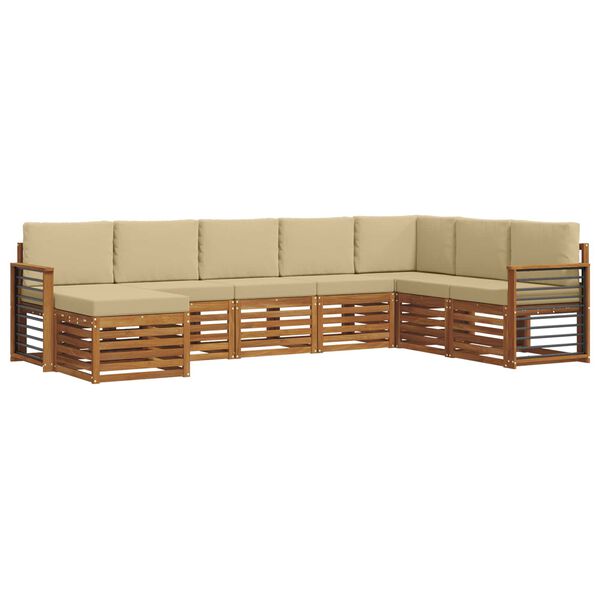 vidaXL Sofagarnituren 8 pcs Natur und Beige Massivholz Akazie