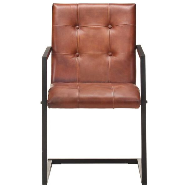 vidaXL Freischwinger 4 Stk. Braun Echtleder