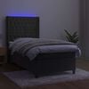 vidaXL Boxspringbett mit Matratze & LED Dunkelgrau 90x190 cm Samt