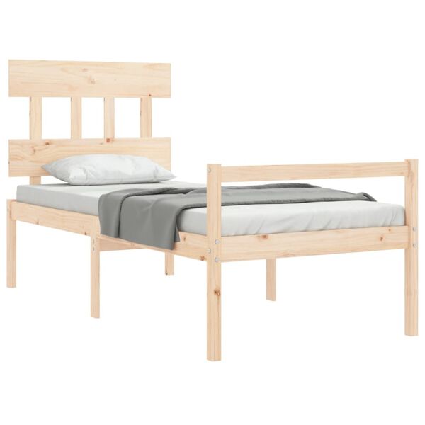 vidaXL Seniorenbett mit Kopfteil Massivholz