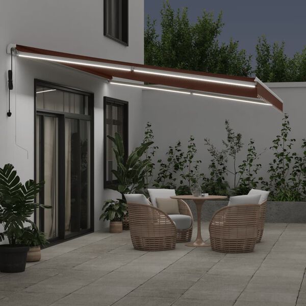 vidaXL Markise Automatisch mit LED Braun 500x350 cm