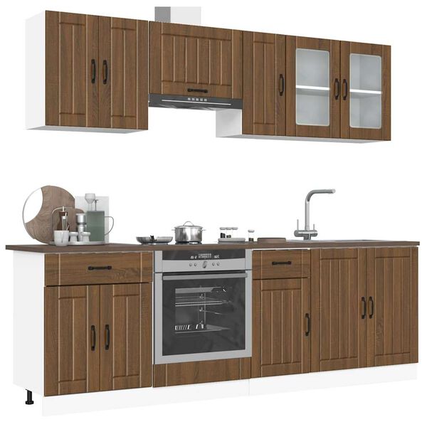 vidaXL 8-tlg. K&uuml;chenschrank-Set Lucca Braun Eichen-Optik Holzwerkstoff