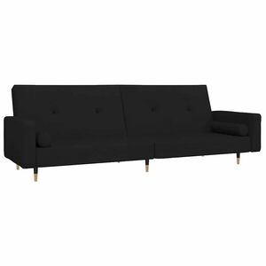vidaXL Schlafsofa 2-Sitzer mit 2 Kissen Schwarz Samt