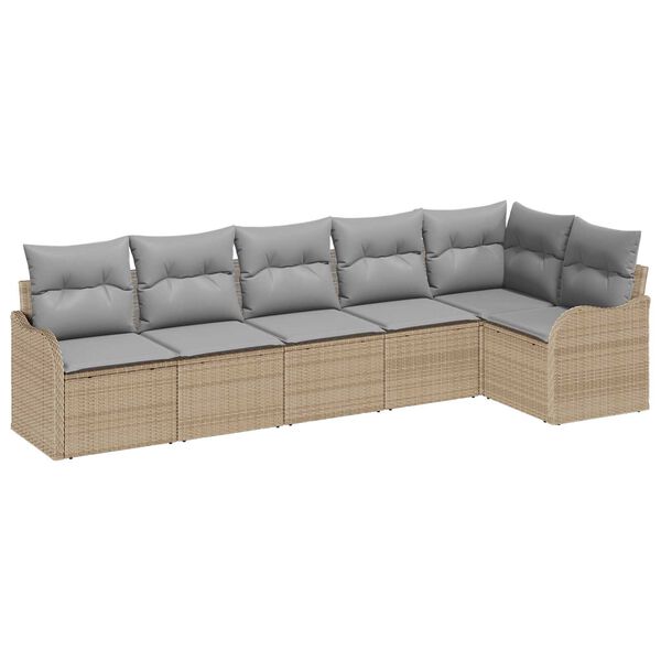 vidaXL Gartensofa-set 6 pcs Beige Poly-Rattan