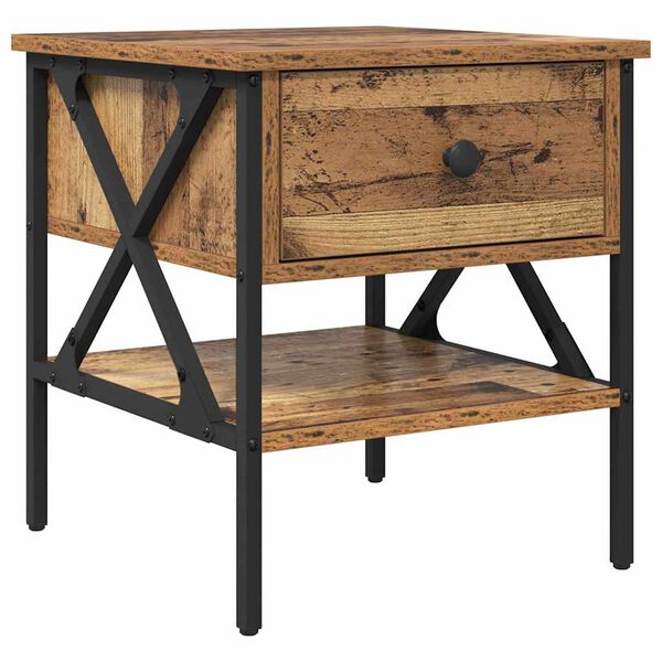vidaXL Nachttisch Altholz 40 x 42 x 45 cm Schichtholz und Metall