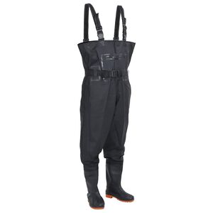 vidaXL Wathose mit Stiefeln und G&uuml;rtel Schwarz Gr&ouml;&szlig;e 46