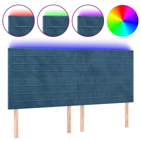 vidaXL LED Kopfteil Dunkelblau 160x5x118/128 cm Samt