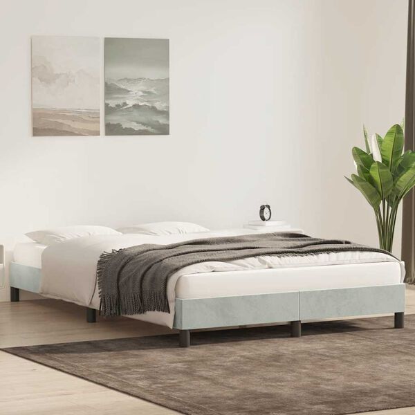 vidaXL Bettgestell ohne Matratze Hellgrau 160x210 cm Samt