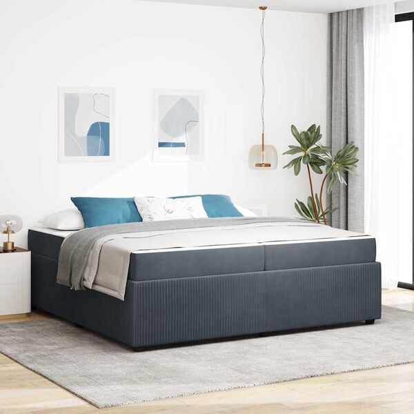 vidaXL Bettrahmen mit Matratze Dunkelgrau 200 x 200 cm Stoff