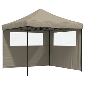vidaXL Partyzelt Faltbar Pop-Up mit 2 Seitenteilen Taupe