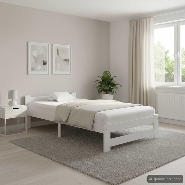 vidaXL Massivholzbett Weiß Kiefer 100x200 cm