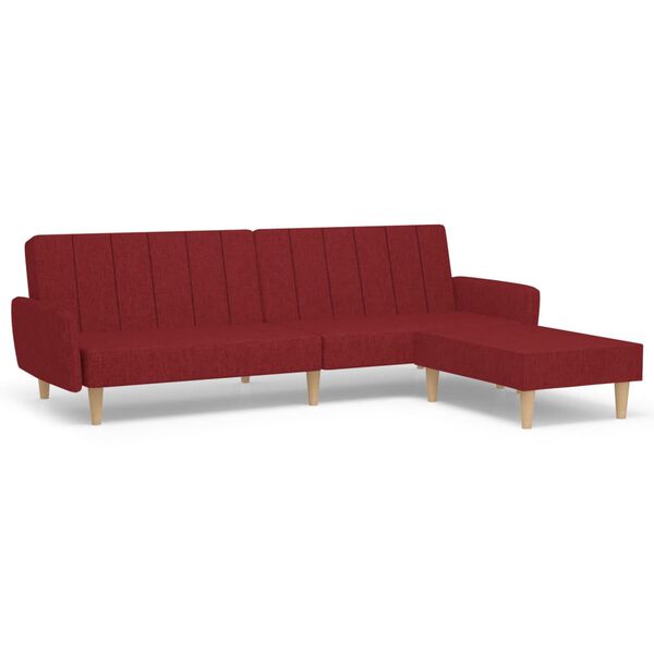 vidaXL Schlafsofa 2-Sitzer mit Fu&szlig;hocker Weinrot Stoff