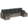 vidaXL 7-tlg. Garten-Sofagarnitur mit Kissen Grau Poly Rattan