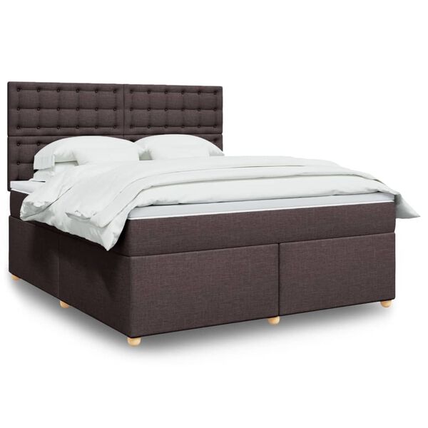 vidaXL Boxspringbett mit Matratze Dunkelbraun 180x200 cm Stoff