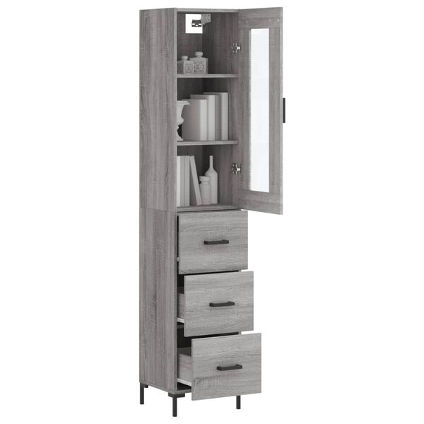 vidaXL Highboard Grau Sonoma 34,5x34x180 cm Holzwerkstoff