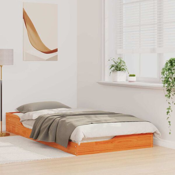 vidaXL Bettrahmen Wachsbraun 75 x 190 cm Massives Kiefernholz