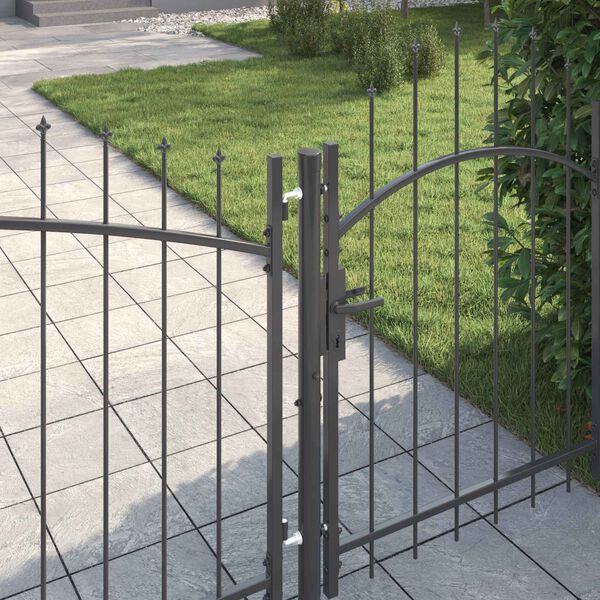 vidaXL Gartentor mit Schloss Grau 100 x 400 cm Stahl