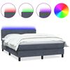 vidaXL Boxspringbett mit Matratze & LED Dunkelgrau 160x220 cm Samt