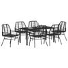 vidaXL Garten Essgruppe 7 pcs Schwarz Poly-Rattan