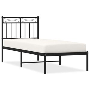 vidaXL Bettgestell mit Kopfteil Metall Schwarz 80x200 cm