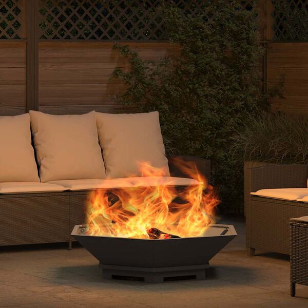 vidaXL Feuerstelle Schwarz 100 x 100 x 28 cm Stahl