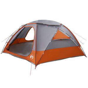 vidaXL Kuppelzelt mit abnehmbarem Regenfly 12 Personen Grau und Orange