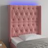 vidaXL LED Kopfteil Rosa 83x16x118/128 cm Samt