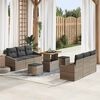 vidaXL Garten-Sofa-Set mit Kissen 9 pcs Grau Poly Rattan