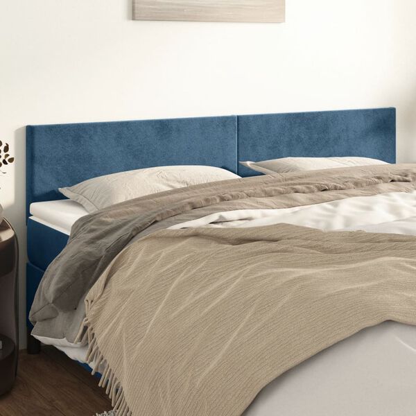 vidaXL Kopfteile 2 Stk. Dunkelblau 80x5x78/88 cm Samt