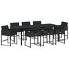 vidaXL Garten Essgruppe mit Kissen 9 pcs Schwarz Poly-Rattan