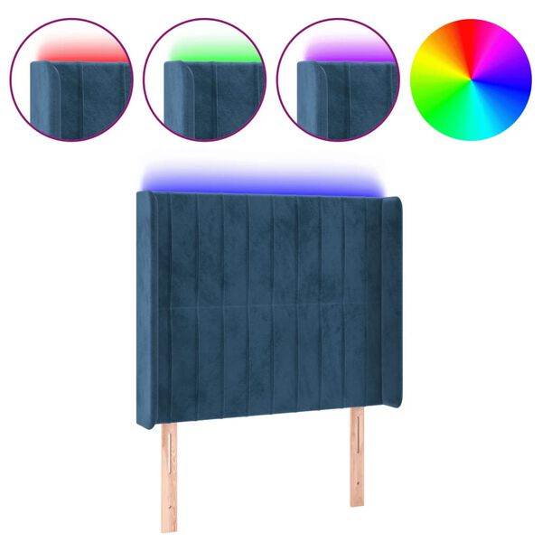 vidaXL LED Kopfteil Dunkelblau 93x16x118/128 cm Samt