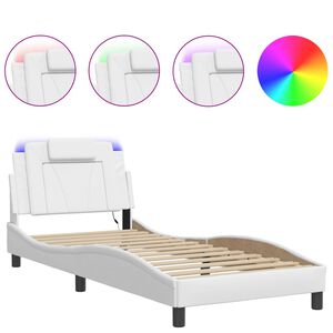 vidaXL Bettgestell "Viana" mit LED ohne Matratze Wei&szlig; 80x200 cm