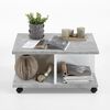 FMD Mobiler Couchtisch 70&times;70&times;35,5 cm Betongrau und Hochglanz-Wei&szlig;