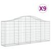 vidaXL Gabionen mit Hochbogen 9 Stk. 200x30x80/100 cm Verzinktes Eisen