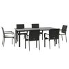 vidaXL 7-tlg. Garten-Essgruppe mit Kissen Schwarz Poly Rattan
