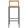 vidaXL Barhocker 2 Stk. Grau Poly Rattan und Massivholz Akazie