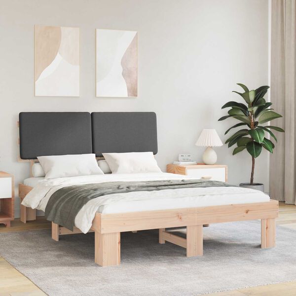 vidaXL Bettgestell mit gepolstertem Kopfteil Dunkelgrau 160 x 200 cm