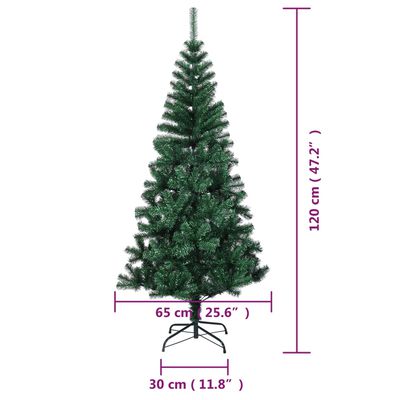 vidaXL Künstlicher Weihnachtsbaum Schillernde Spitzen Grün 120 cm PVC