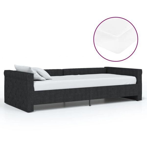 vidaXL Tagesbett mit Matratze USB Schwarz Stoff 90x200 cm