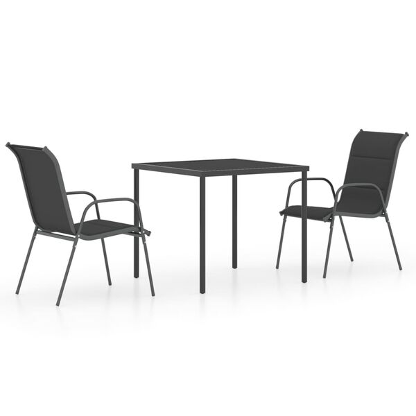 vidaXL 3-tlg. Garten-Essgruppe Stahl Schwarz